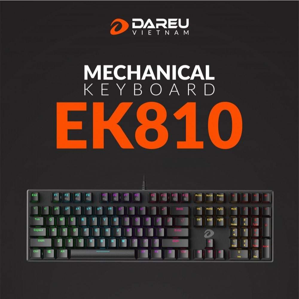 Bàn phím cơ Gaming Dareu EK810 Black (USB/Multi Led/Blue switch) Bảo hành 24 Tháng