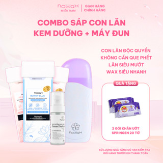   Combo  Sáp wax lông con lăn NOWAX + Kem dưỡng phục hồi sau wax + Máy đun sáp chuyên dụng 