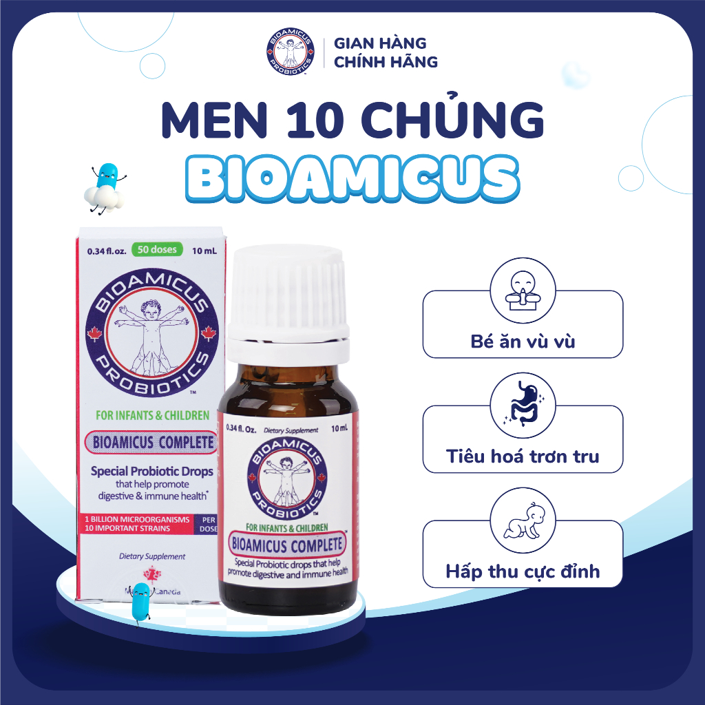 BioAmicus Complete 10 Chủng hỗ trợ cải thiện hệ vi sinh đường ruột - Men Vi Sinh Cho Bé