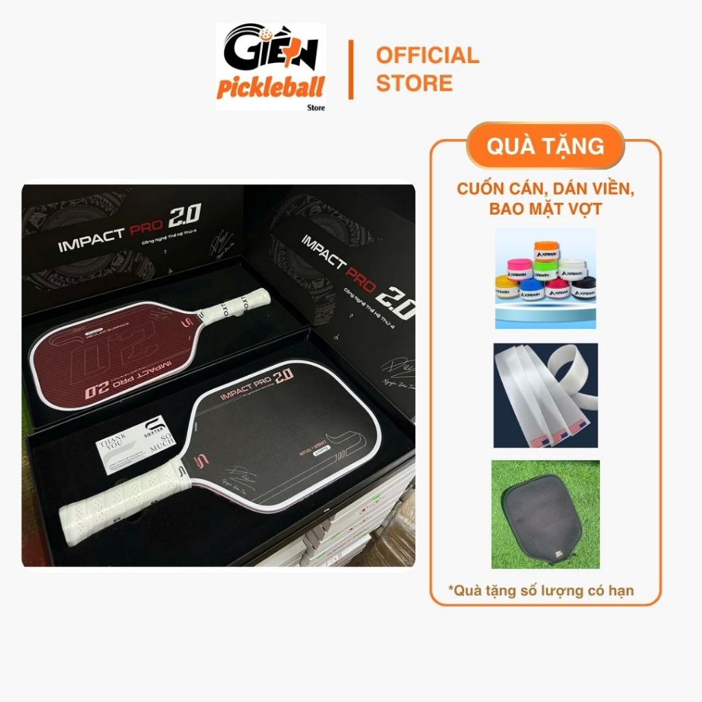 Vợt Pickleball SOXTER IMPACT PRO 2.0 Chính Hãng - Tặng kèm cuốn cán, dán viền, bao mặt vợt