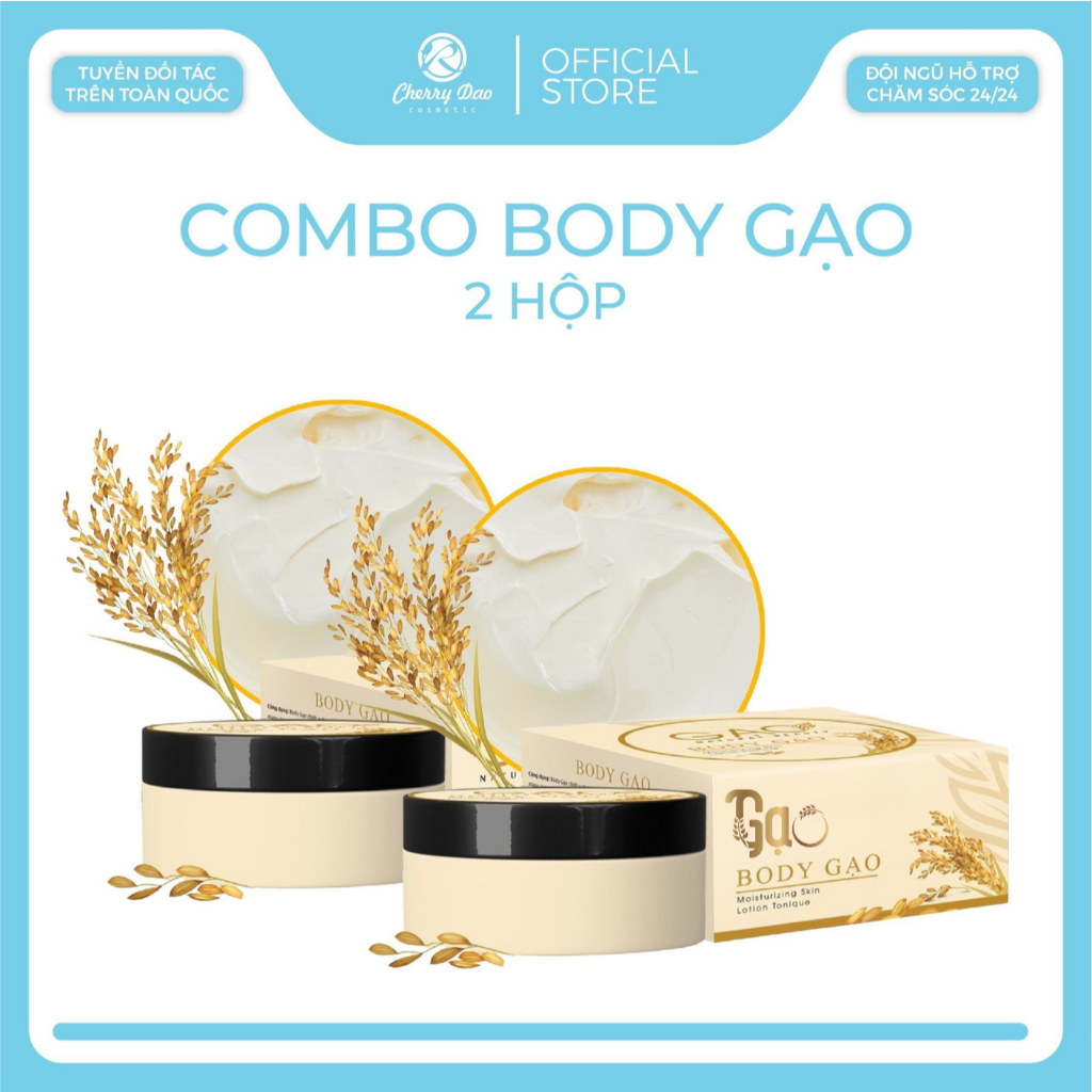 COMBO Kem Body Gạo Trắng Da Nâng Tone Trắng Sáng Mịn Màng Dưỡng Da Body Toàn Thân An Toàn 120Gr