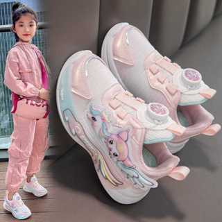 Giày Thể Thao Bé Gái Núm Xoay Dễ Mang – Đế Êm, Họa Tiết Thiên Thần Ngựa Bay, 2 Màu Xinh Xắn