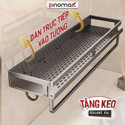 Kệ để đồ nhà tắm Enomax dán tường, đựng đồ đa năng. Chất liệu nhôm hàng không cao cấp, dày dặn, chống gỉ sét ( 0112)