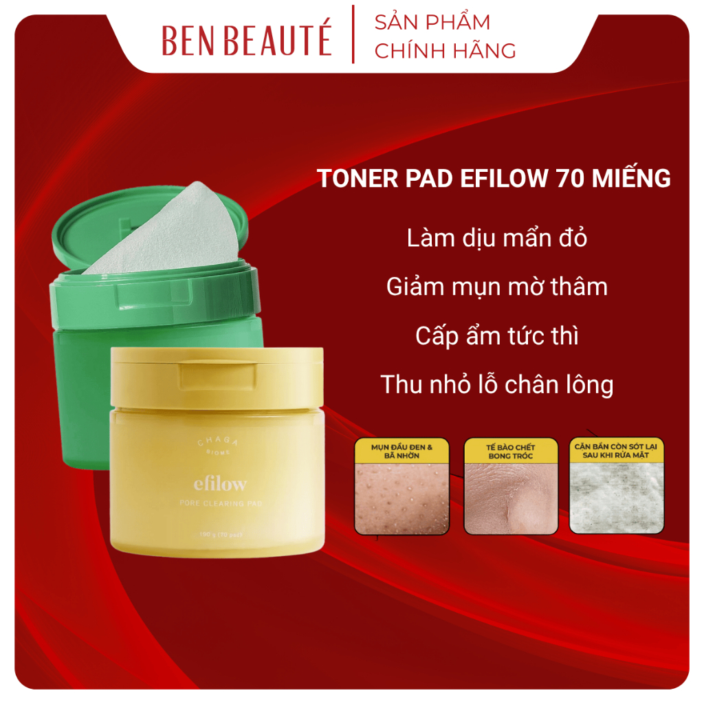 Tone Pad EFILOW 70 Miếng Cấp Ẩm, Thu Nhỏ Lỗ Chân Lông 180g