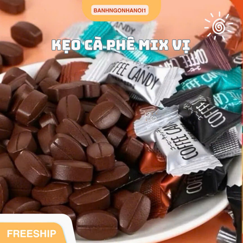 Kẹo Cafe Coffee Candy Không Đường Mix Vị, Kẹo Cà Phê Nguyên Chất Không Đường Giảm Cân