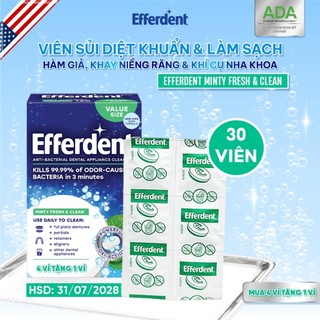 Combo 30 Viên Sủi Efferdent Làm Sạch Hàm Duy Trì Invisalign Hawley Hàm Giả Dụng Cụ Nha Khoa Tách Vỉ