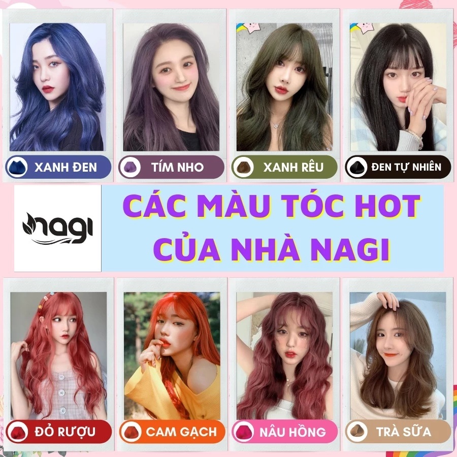 Dầu gội nhuộm tóc Nagi, dầu gội thảo dược chiết xuất từ thiên nhiên không gây khô xơ tóc chai 400ml 