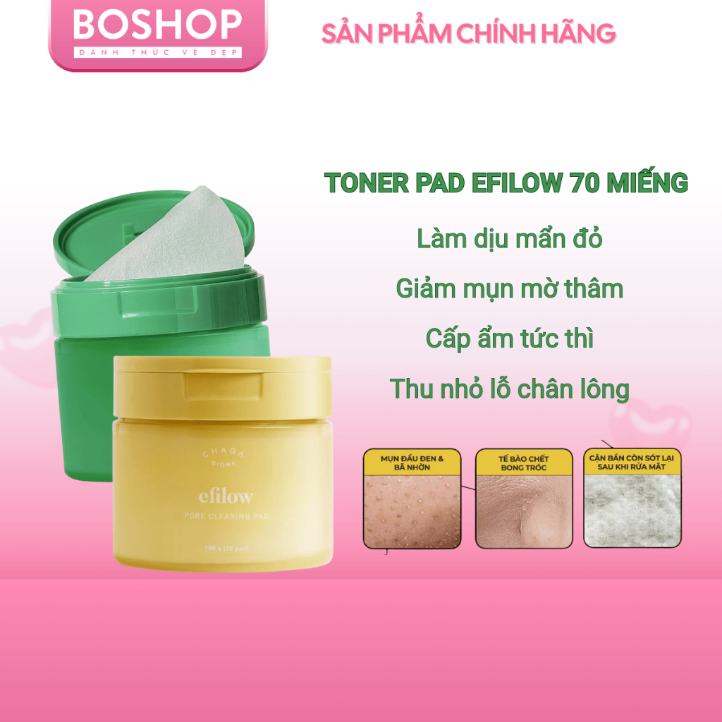 Tone Pad EFILOW 70 Miếng Cấp Ẩm, Thu Nhỏ Lỗ Chân Lông 180g