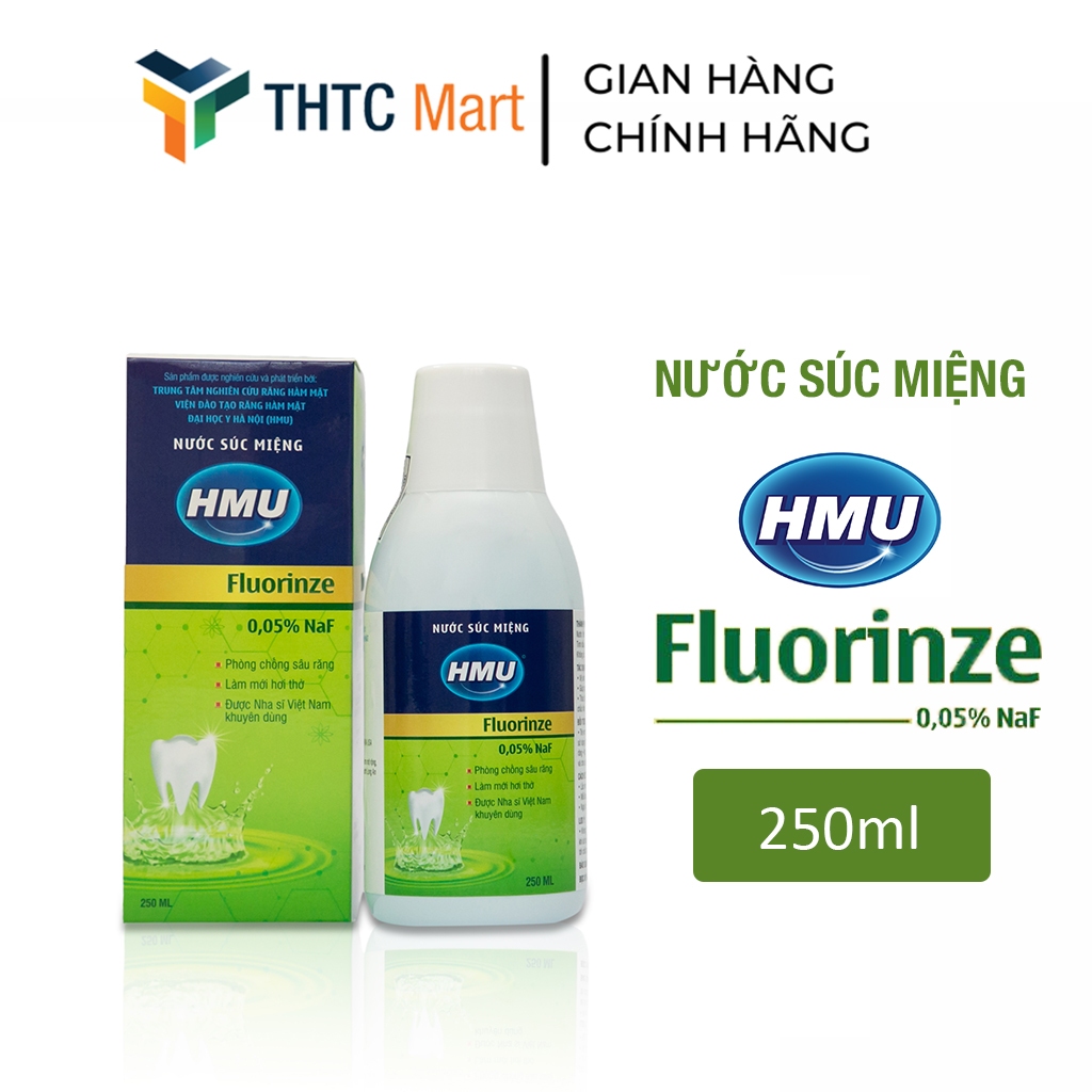 Nước Súc Miệng Ngăn Ngừa Sâu Răng, Viêm Nướu HMU Fluorinze 0.05% NaF Chai 250ml