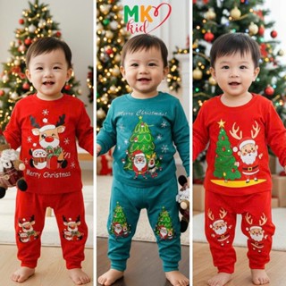  Set NOEL Cho Bé Trai Bé Gái 8-30KG Quần Áo Ông Già Noel Chất Thun Lạnh Co Giãn tốt Thoải Mái cho bé 