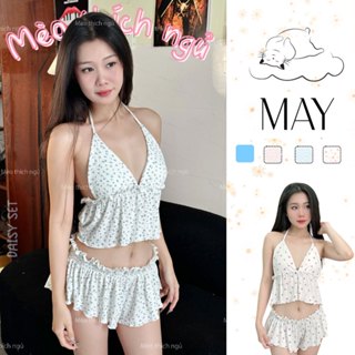  N26 - Daisy Set - Đồ Ngủ Mặc Nhà 2 Dây Cổ Yếm Quyến Rũ Vải Thun Mềm Mại Hoa Nhí - N26 