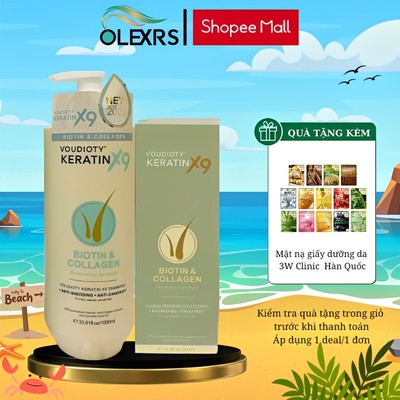 Como Dầu Gội 1000ml + Dầu Xả 500ml Voudioty Keratin X9 Phục Hồi Tóc Hư Tổn Nặng