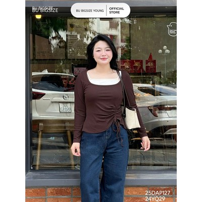 Áo thun dài tay nhún mix áo 2 dây BIGSIZE (55kg đến 95kg) – 25DAP127 - [BU Bigsize]