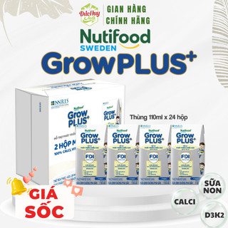 Thùng 24 hộp Sữa Bột Pha Sẵn Nutifood Sweden GrowPLUS+ Sữa Non Immunel (24 hộp x 110/180ml)