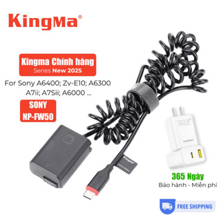  Kingma FW50 Pin ảo  Pin giả nguồn  Pin Dummy cho Sony A6400  ZV-E10 ...+ Củ sạc nhanh PD 20w 