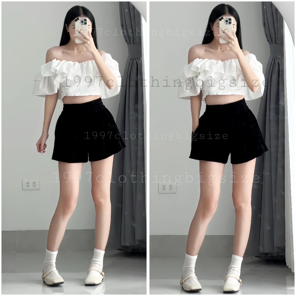 Quần Short Nhung Phồng 2 lớp cạp chun BIGSIZE Nữ