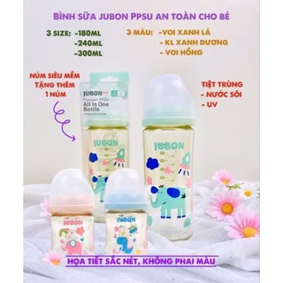 [⚡Tặng 1 núm] Bình sữa Jubon nhựa PPSU cao cấp 90ml, 120ml, 180ml, 240ml và 330ml