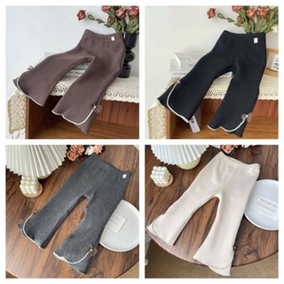  Quần Len Tăm Lông Thỏ Loe Viền Ren Phối Nơ siêu xinh cho bé gái mặc mùa thu đông  size từ 7kg - 26kg 