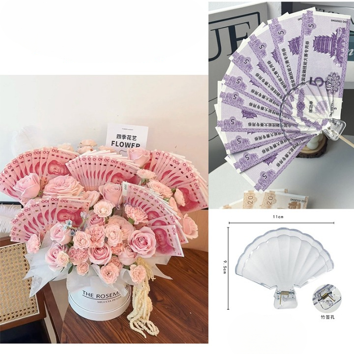 Kẹp bướm dùng kẹp tiền xòe hình cánh quạt trang trí bó hoa