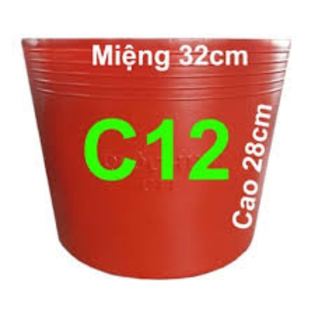 Combo 10 Chậu Nhựa C12 Đỏ ( 32cm x 28cm ) Chậu Trồng Vạn Thọ 5 Cây  , Chậu Nhựa Trồng Cây