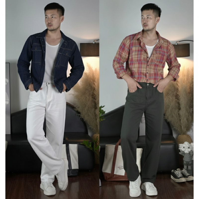 Quần Jean Ống Rộng Nam Wash 3 Màu Đen Trầm SMOKE Cạp Cao HELLOYOU, Quần Bò Nam Ống Suông Phong Cách RETRO Cao Cấp JS05