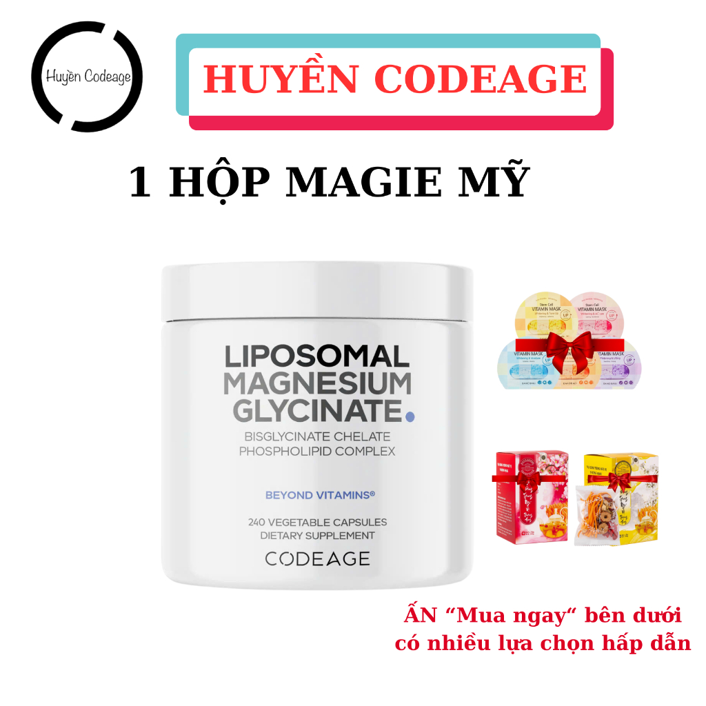 Viên bổ sung ( Magie trắng)  Codeage Liposomal Magnesium Glycinate 240 viên - (Huyền Codeage )