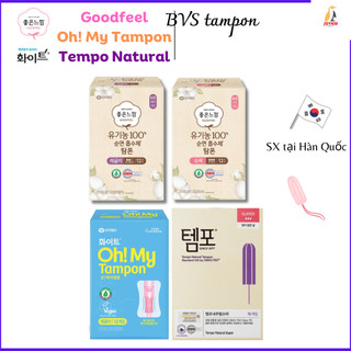 Băng vệ sinh tampon Goodfeel/Oh My Tampon/Tempo Hàn Quốc cotton siêu thấm hút Regular/Super 10-16 cái/hộp
