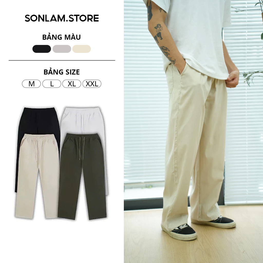 Quần Kaki Ống Rộng Vải Đẹp Mềm Thoáng Mát Local Brand SL.store1979 Pants Kem Ong Voi Nam Nữ
