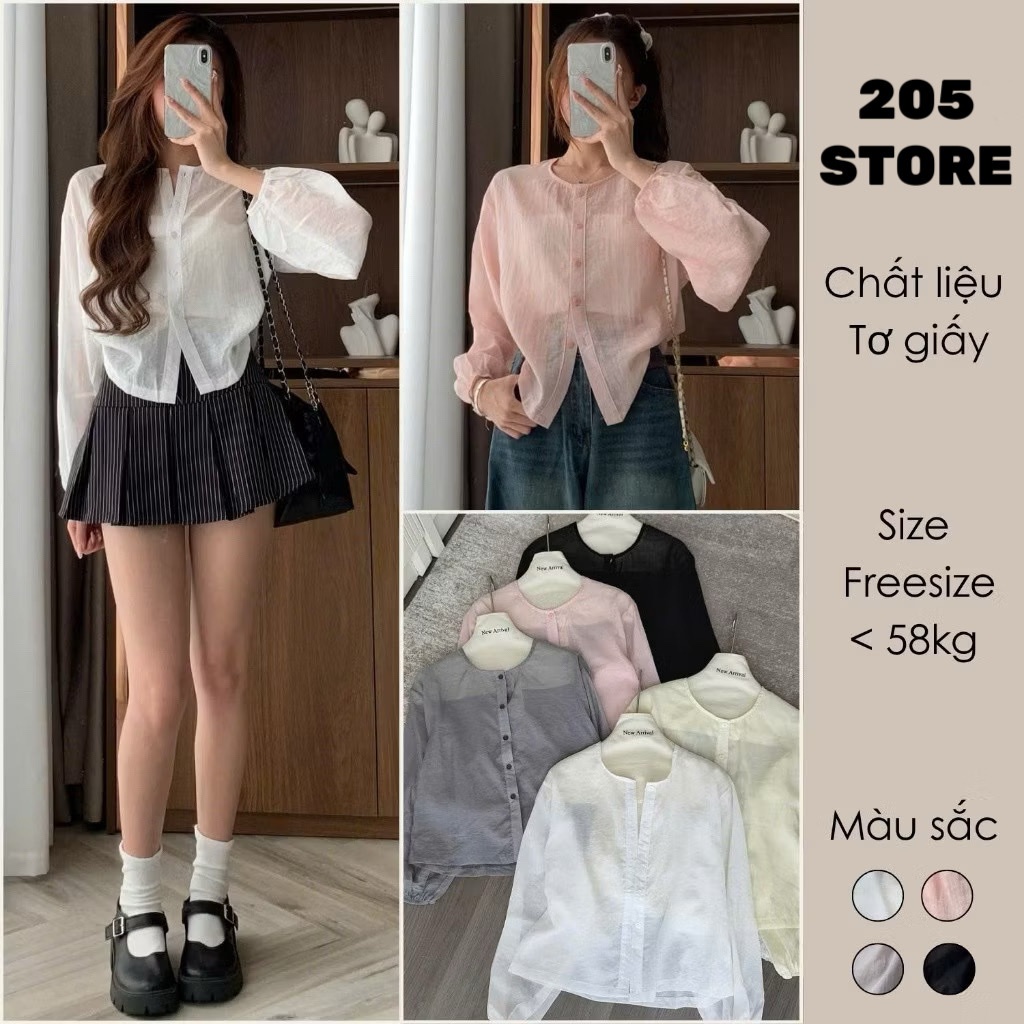 Áo Sơ Mi Tơ Cổ Tròn Cúc Dọc Tay Bo 20 THÁNG 05 SHOP MA7115