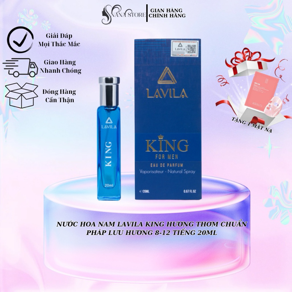 Nước Hoa Nam Lavila King Hương Thơm Chuẩn Pháp Lưu Hương 8-12 Tiếng 20ML