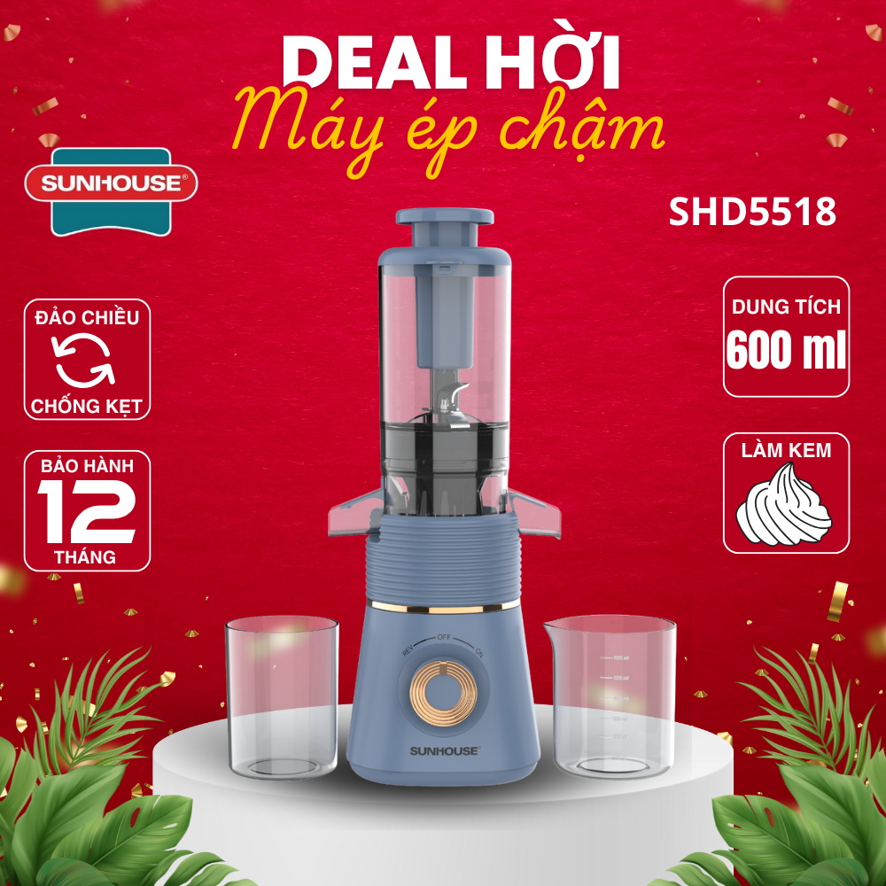 Máy ép chậm SUNHOUSE SHD5518 - Công nghệ ép chậm thông minh Bảo hành 12 tháng