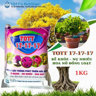   COMBO 3 GÓI  NPK 17-17-17 + TE gói 1kg siêu nở gốc mai phì gốc mai và cây kiểng TOTT's fertilizer 
