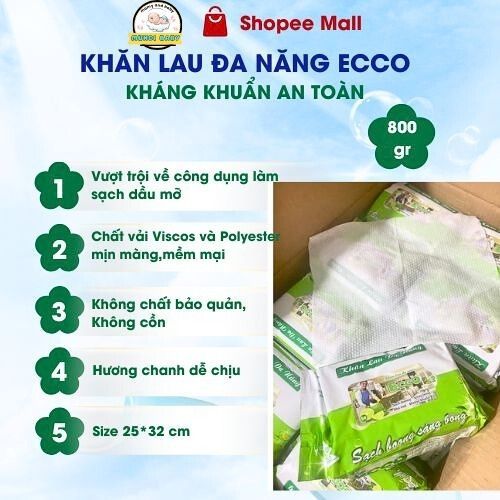 Khăn Lau Đa Năng ECCO Gói 800Gr, Khăn Lau Bếp Amy, 10, 2 & 5 Gói Khăn Lau Bếp ECCO, KHĂN ƯỚT
