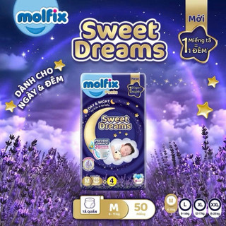 {tặng 4 quần}Tã quần ban đêm cho bé Molfix Sweet Dreams Jumbo đủ các size M52/L44/XL38/2XL34