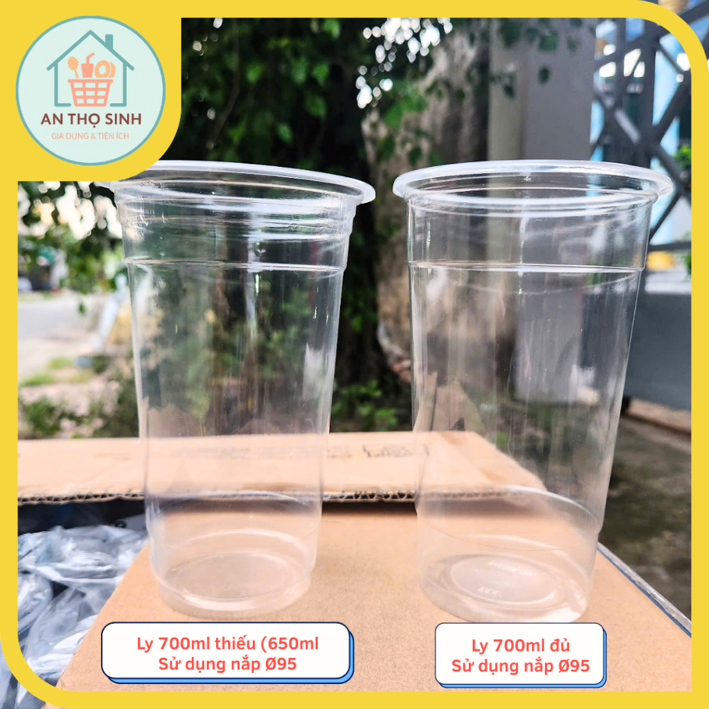 Ly nhựa 700ml đủ (tem vàng) – loại dày, cứng cáp, sử dụng nắp Ø95mm