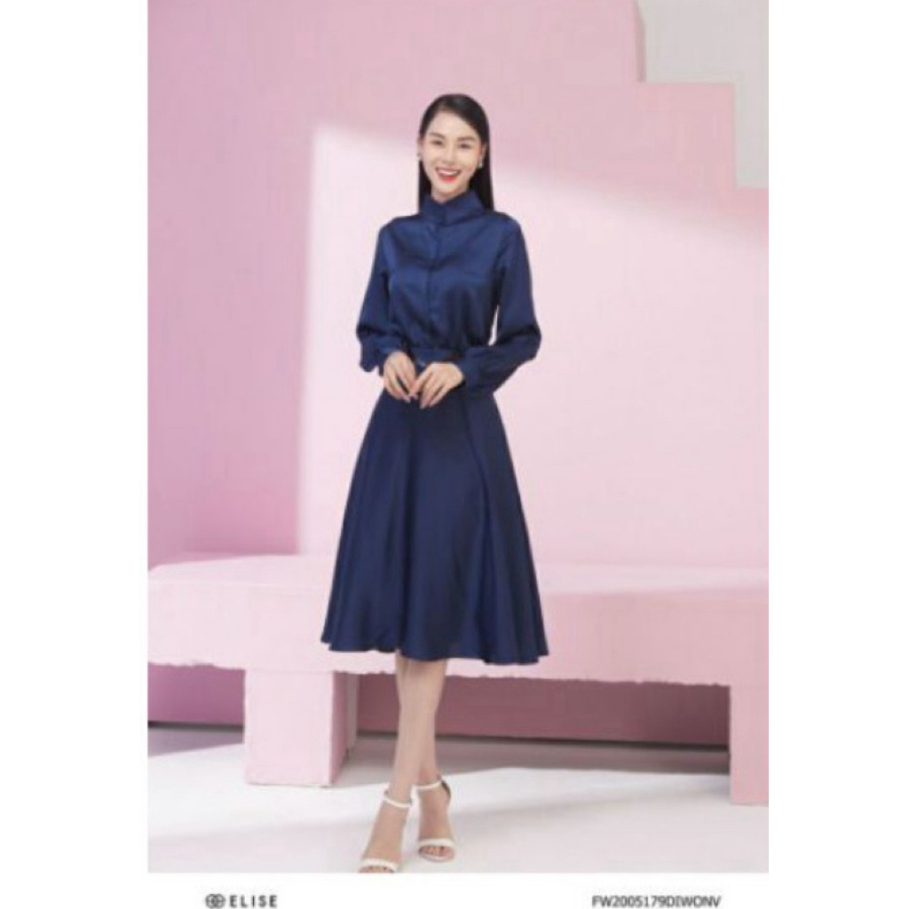 Đầm lụa xanh Elise size S - Newtag