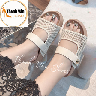 Dép nữ quai dán luới cao 3cm 2 màu nhẹ êm (D0376)