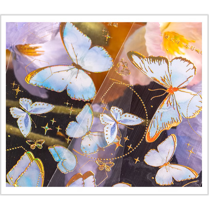 Bộ 3 tấm sticker Bướm màu nước trong suốt S.D.Cultural