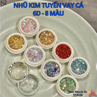  Set nhũ kim tuyến vảy cá 6D - 8 màu trang trí đắp gel ẩn nail - Nails Red 