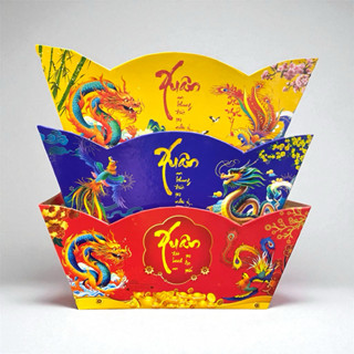 Set 10 Khay Thuyền Mẫu Vòm Long Phụng Giỏ Quà Tết Năm 2026🌸