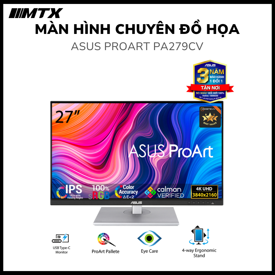 Màn Hình Chuyên Đồ Họa ASUS ProArt PA279CV 27" 4K UHD IPS - Bảo hành 36 tháng