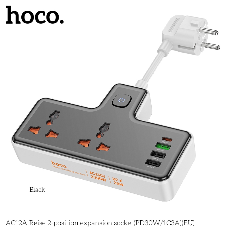 Ổ sạc đa năng HOCO AC12A PD 30W, chân cắm tròn