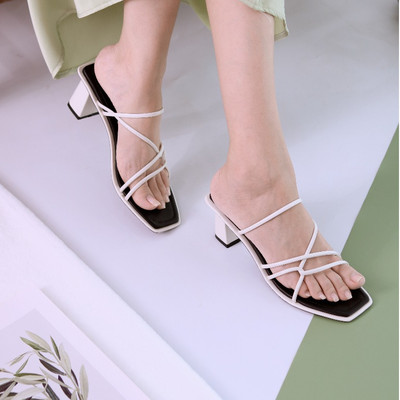 Giày guốc sục nữ MYSS quai chéo vặn xoắn 7cm thời trang - SU185
