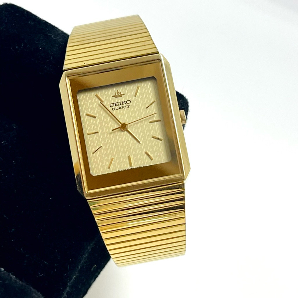 Đồng hồ tank nam SEIKO VINTAGE 5Y31-5A60 kính tràn, bọc vàng gold toàn thân [2HAND]