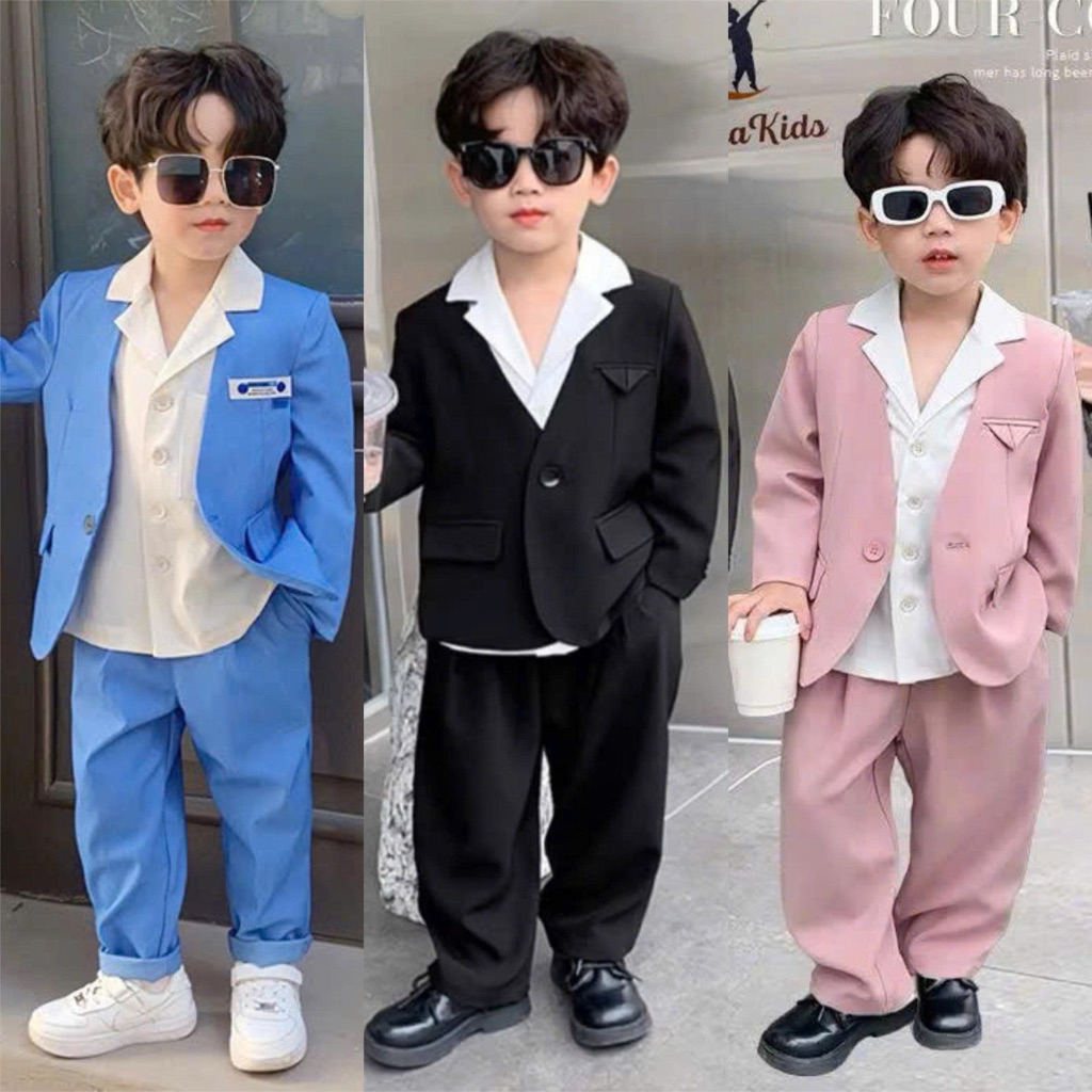  Vest Bé Trai MyaKids Bộ Vest Bé Trai 3 Chi Tiết Phong Cách Hàn Quốc Thiết Kế MyaKids 
