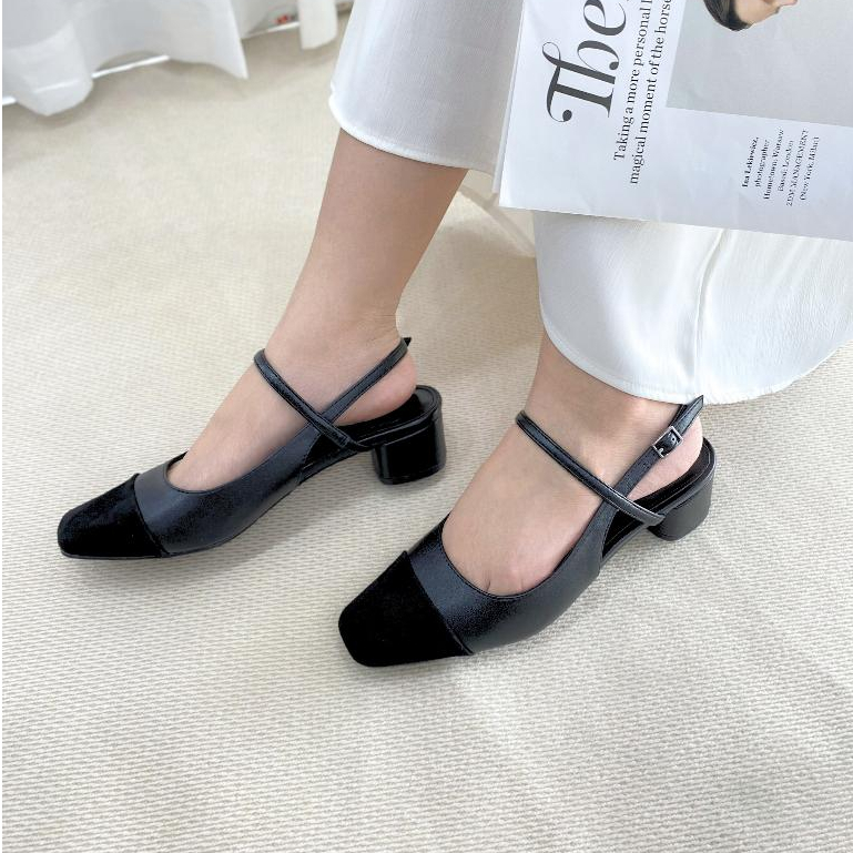 Giày cao gót nữ MYSS mũi vuông quai cài sau 4 cm thời trang - CG262