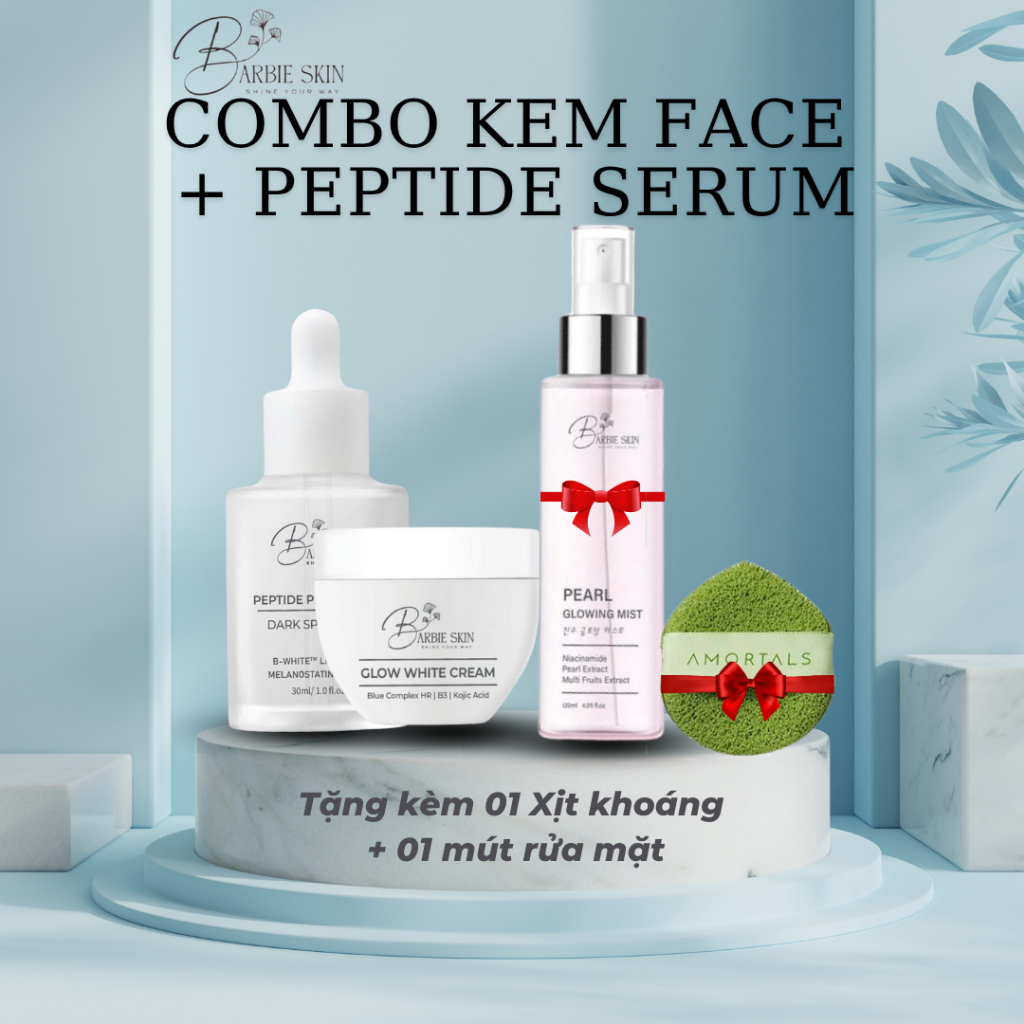 COMBO KEM FACE ĐÊM + PEPTIDE PLUS SERUM BARBIE SKIN -TẶNG KÈM XỊT DƯỠNG