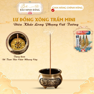Lư Đốt Trầm Hương Mini Hình Long Phụng Chất Liệu Hợp Kim Đồng