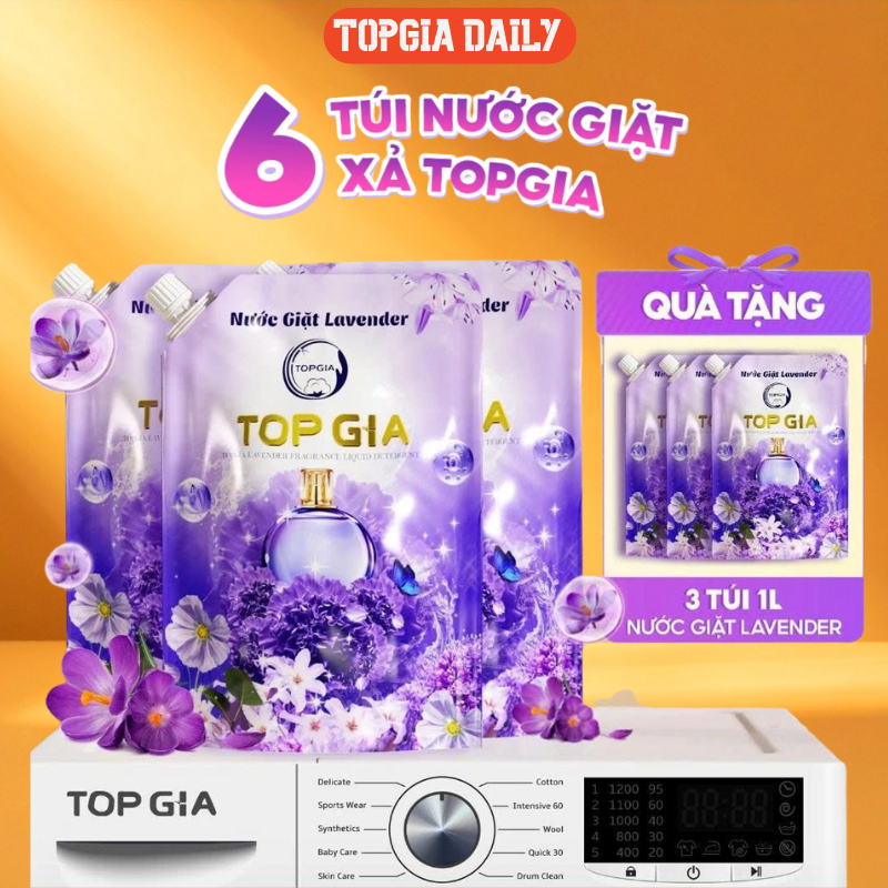 [MUA 3 TẶNG 3] Nước giặt hương nước hoa lavender TOPGIA, mềm mại, an toàn cho da, lưu hương tới 72H