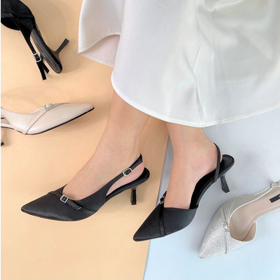 Giày cao gót nữ MYSS mũi nhọn khoét eo dây chéo phối khóa 6cm cao cấp thời trang - CG314